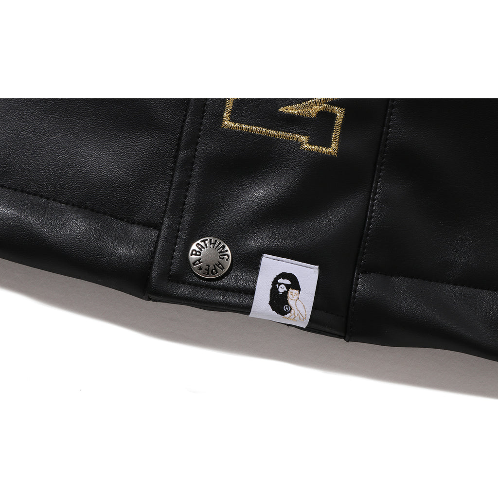 BAPE X OVO SYNTHETIC WASHABLE LEATHER SNOWBOARD JACKET MENS