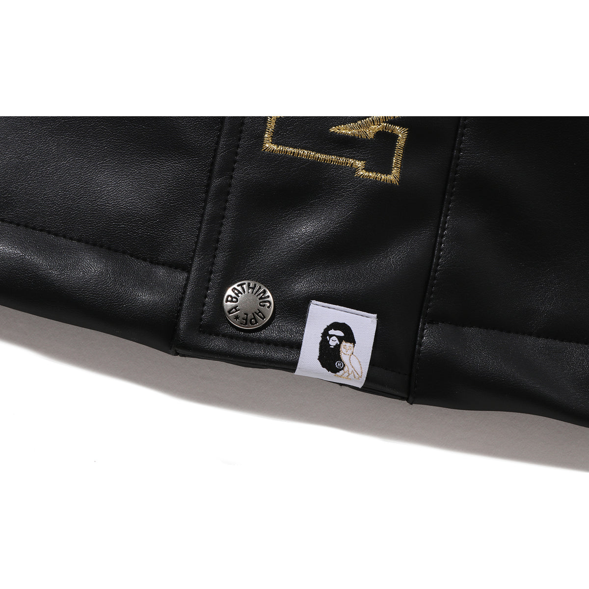 BAPE X OVO SYNTHETIC WASHABLE LEATHER SNOWBOARD JACKET MENS