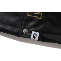 BAPE X OVO SYNTHETIC WASHABLE LEATHER SNOWBOARD JACKET MENS