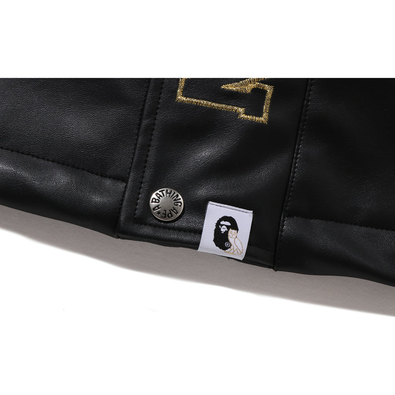 BAPE X OVO SYNTHETIC WASHABLE LEATHER SNOWBOARD JACKET MENS