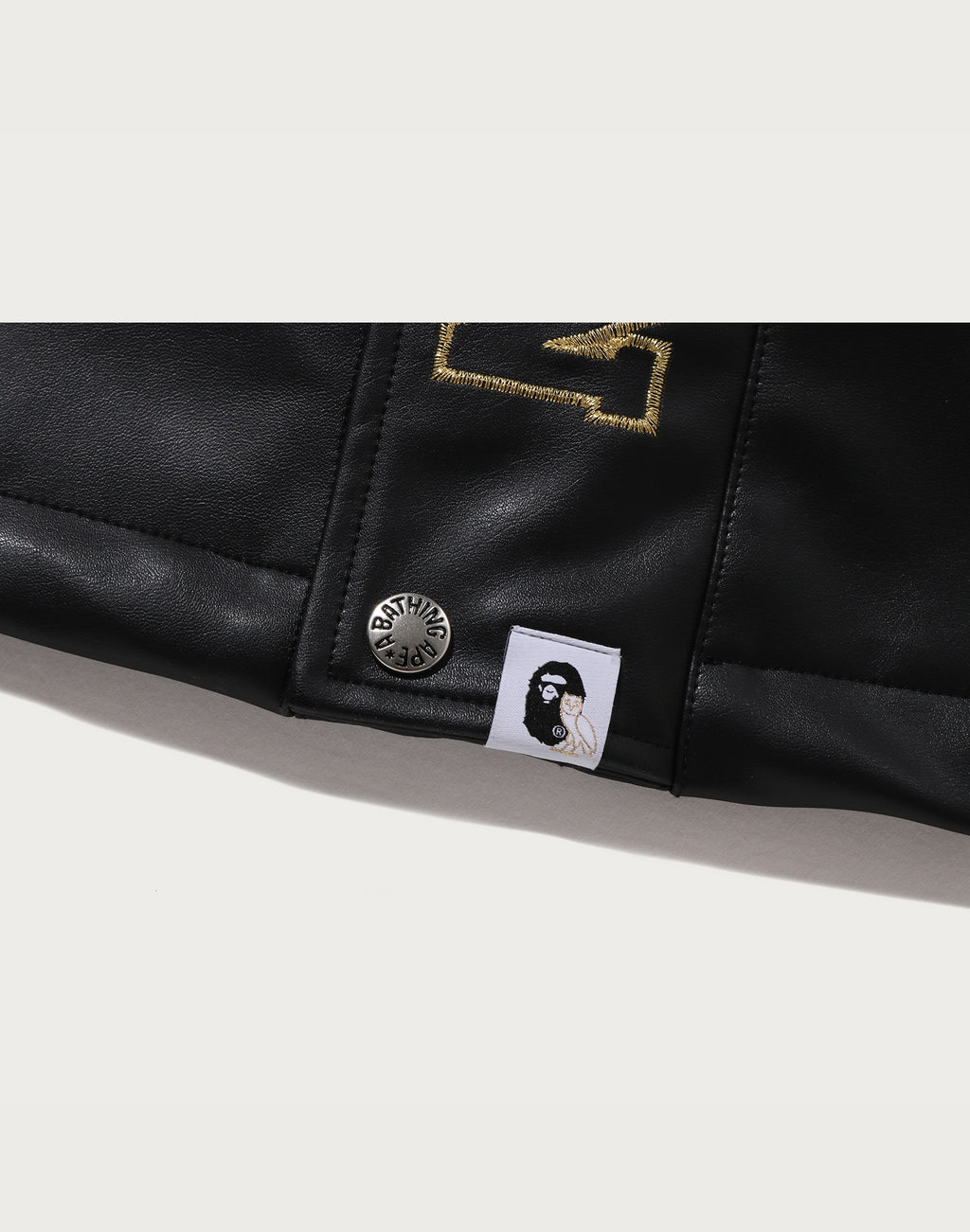 BAPE X OVO SYNTHETIC WASHABLE LEATHER SNOWBOARD JACKET MENS