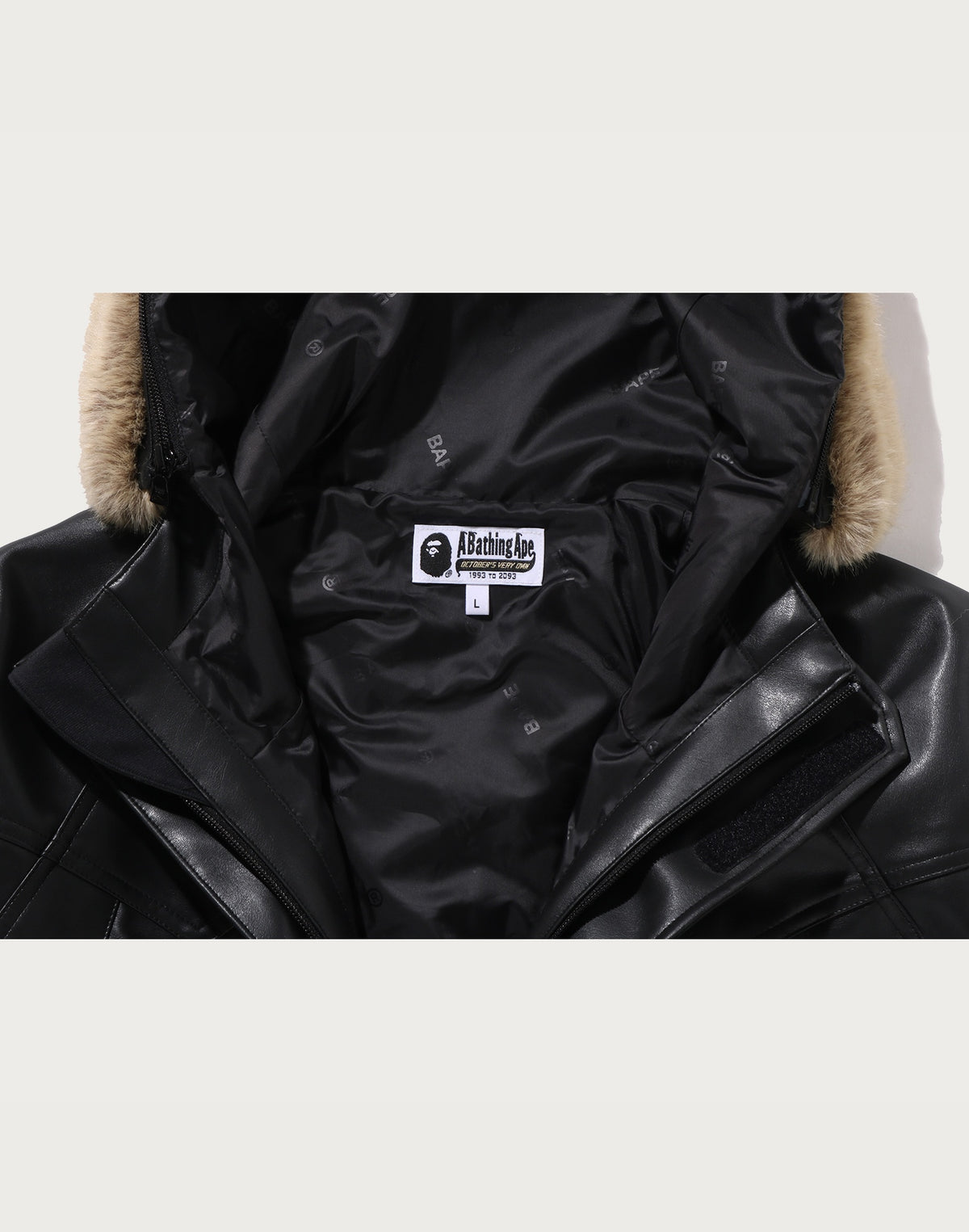 BAPE X OVO SYNTHETIC WASHABLE LEATHER SNOWBOARD JACKET MENS