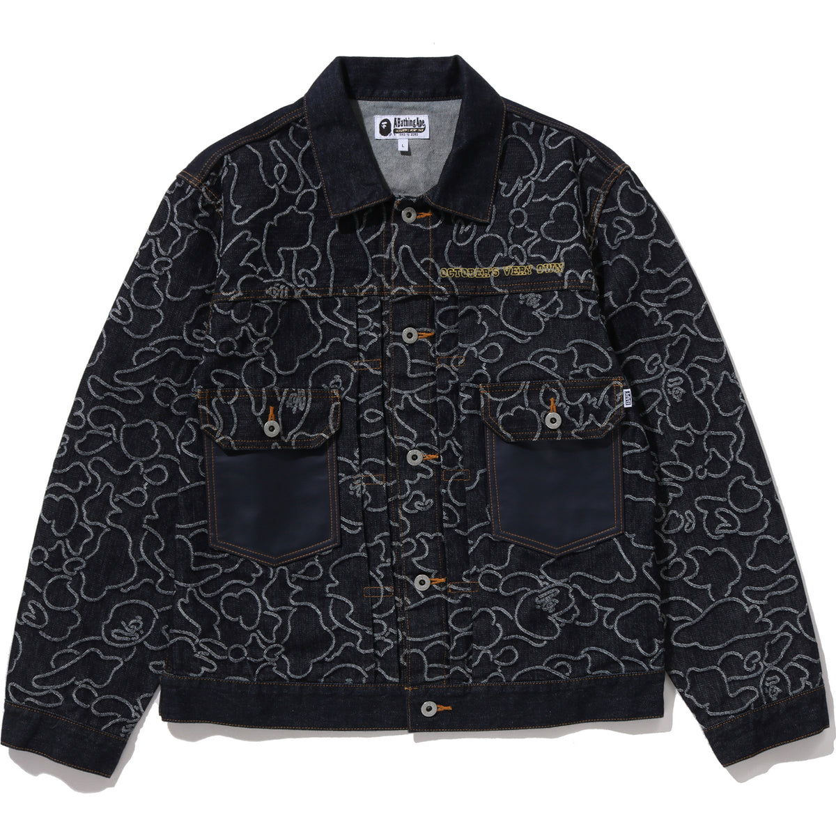 BAPE X OVO NEON 1ST CAMO JACQUARD DENIM JACKET MENS