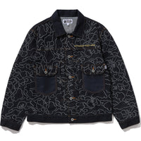 BAPE X OVO NEON 1ST CAMO JACQUARD DENIM JACKET MENS
