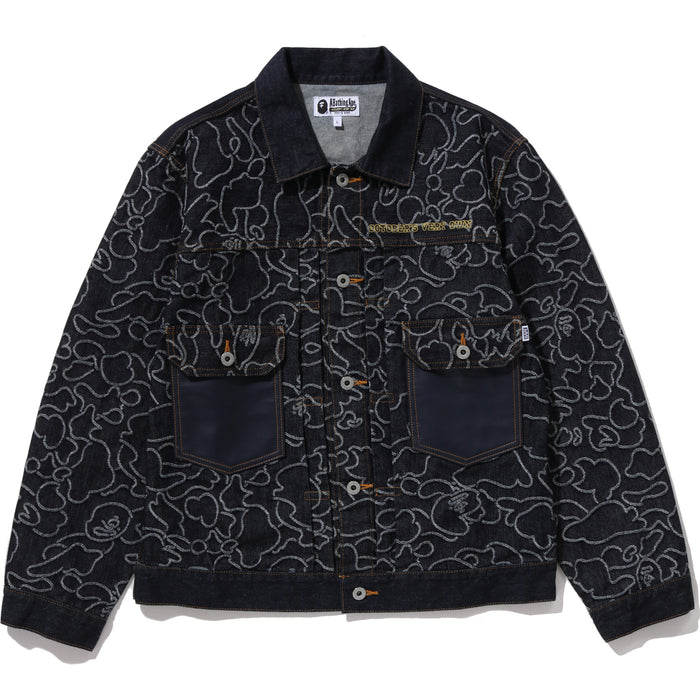 BAPE X OVO NEON 1ST CAMO JACQUARD DENIM JACKET MENS