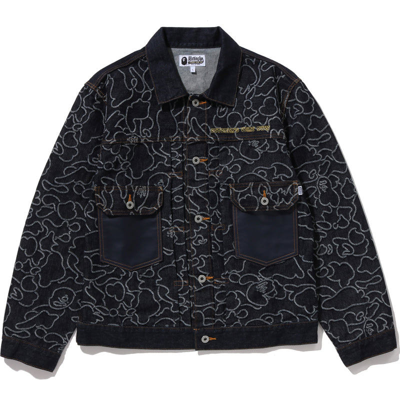 BAPE X OVO NEON 1ST CAMO JACQUARD DENIM JACKET MENS