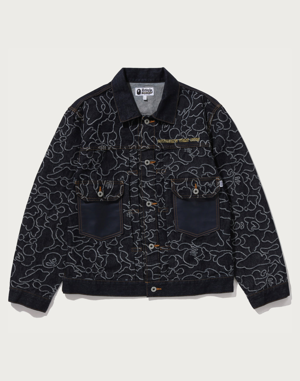 BAPE X OVO NEON 1ST CAMO JACQUARD DENIM JACKET MENS