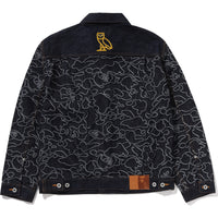 BAPE X OVO NEON 1ST CAMO JACQUARD DENIM JACKET MENS
