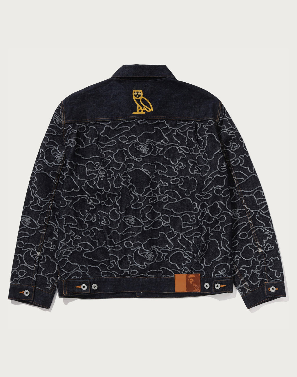 BAPE X OVO NEON 1ST CAMO JACQUARD DENIM JACKET MENS