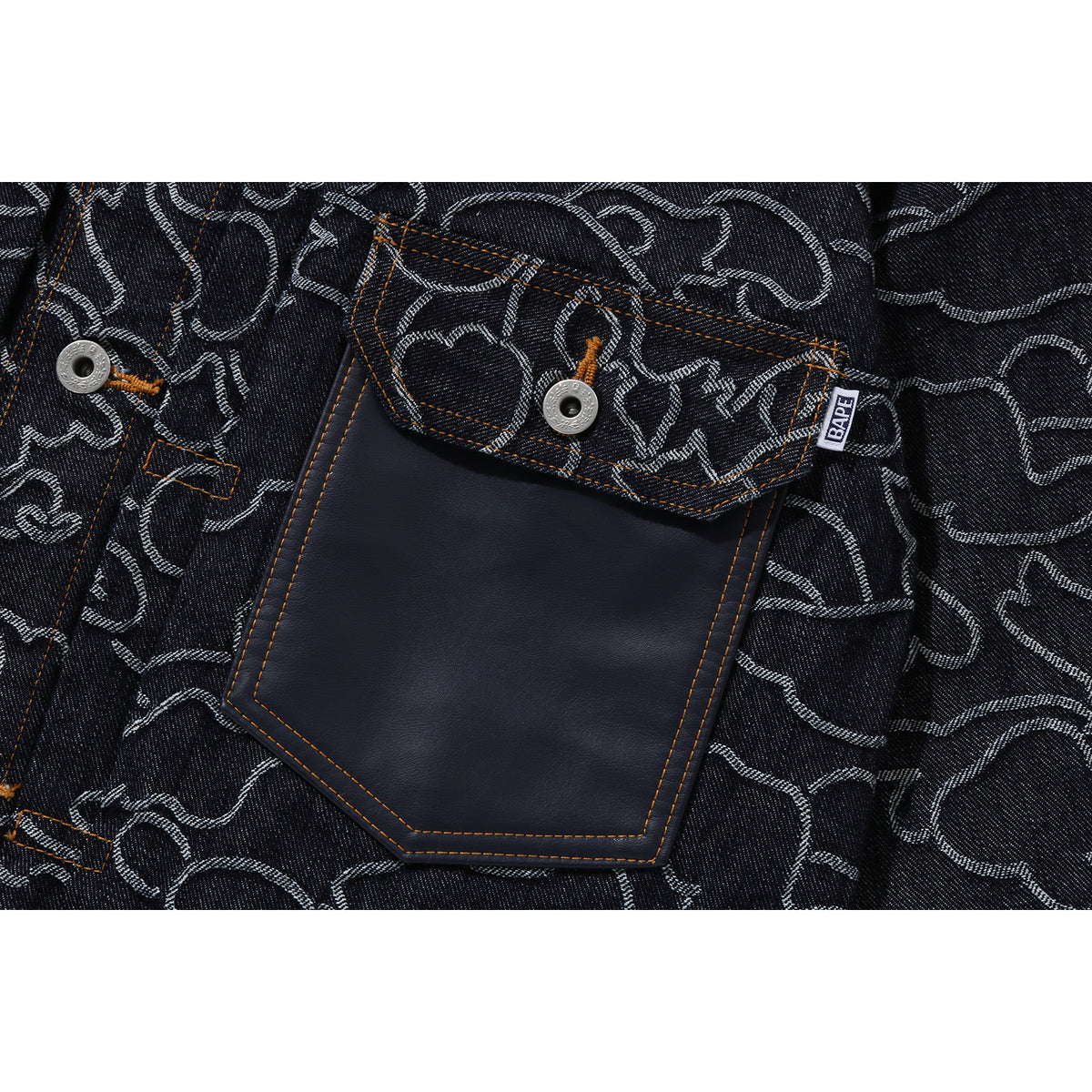 BAPE X OVO NEON 1ST CAMO JACQUARD DENIM JACKET MENS