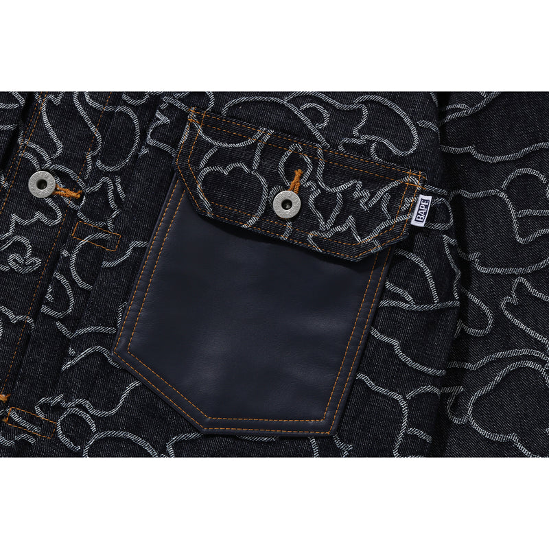 BAPE X OVO NEON 1ST CAMO JACQUARD DENIM JACKET MENS