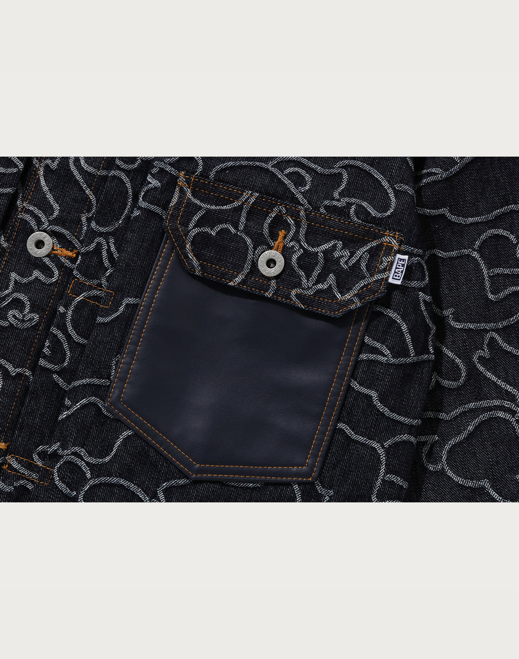 BAPE X OVO NEON 1ST CAMO JACQUARD DENIM JACKET MENS