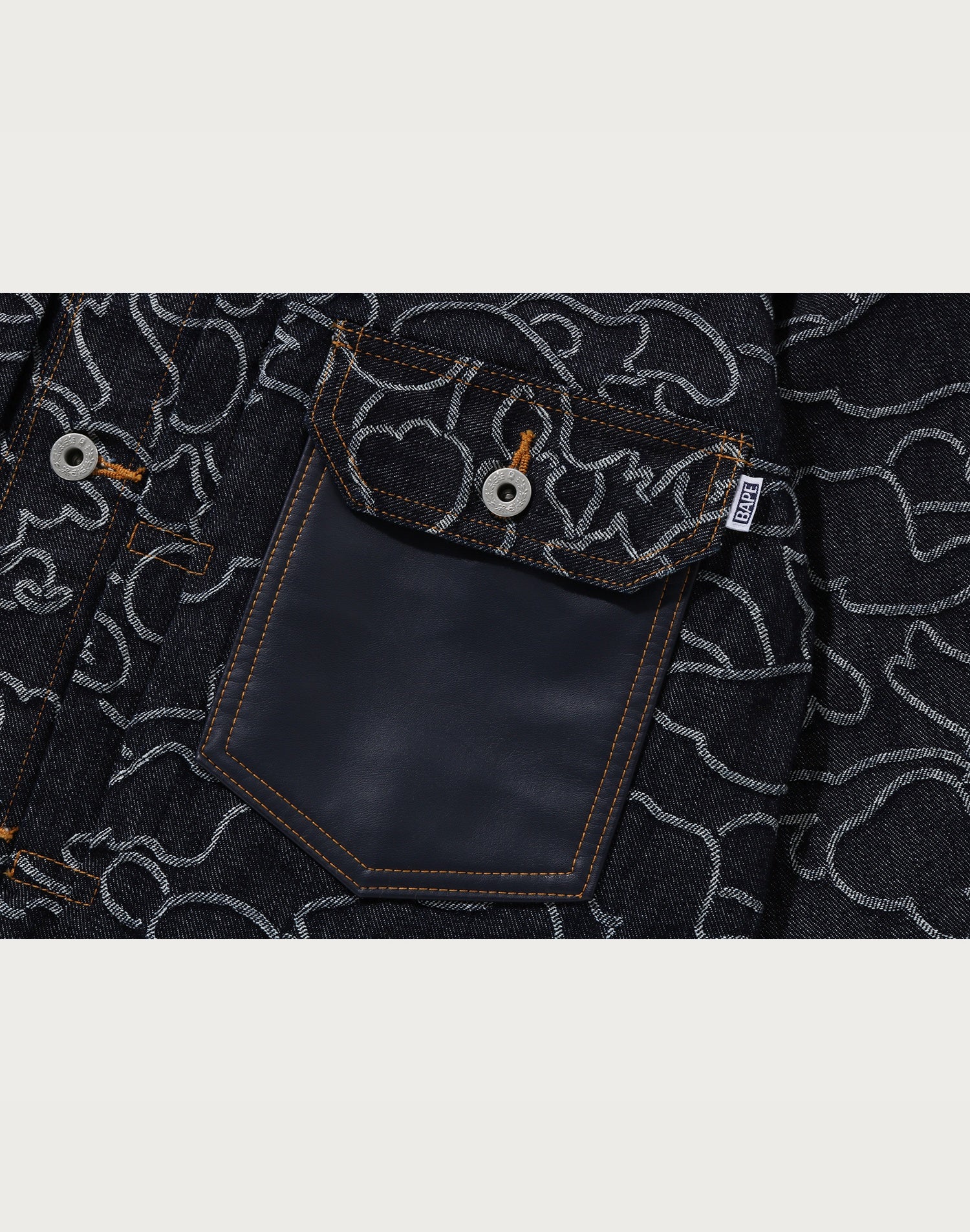 BAPE X OVO NEON 1ST CAMO JACQUARD DENIM JACKET MENS