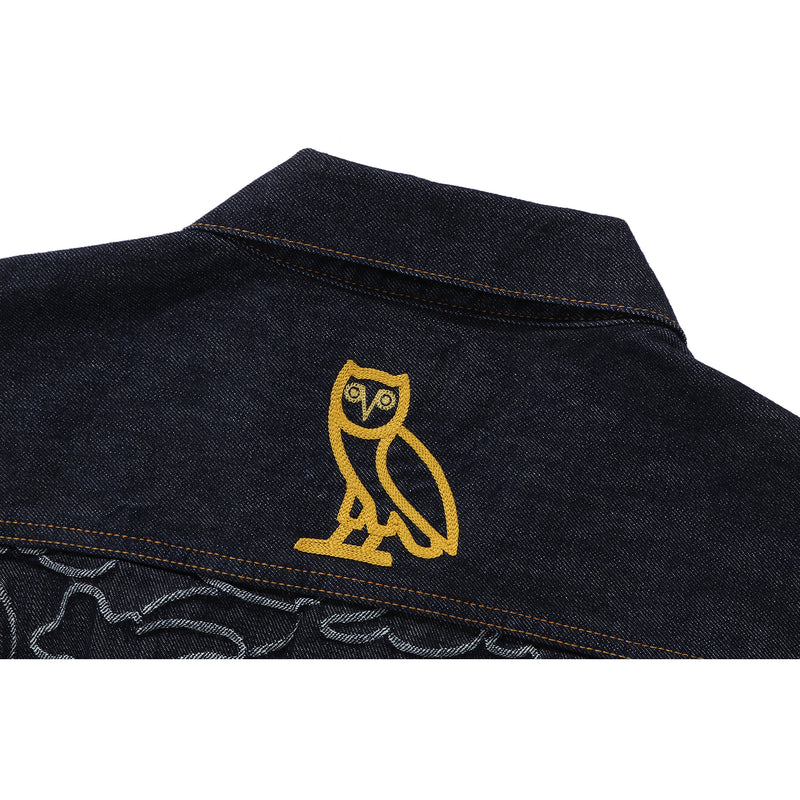 BAPE X OVO NEON 1ST CAMO JACQUARD DENIM JACKET MENS