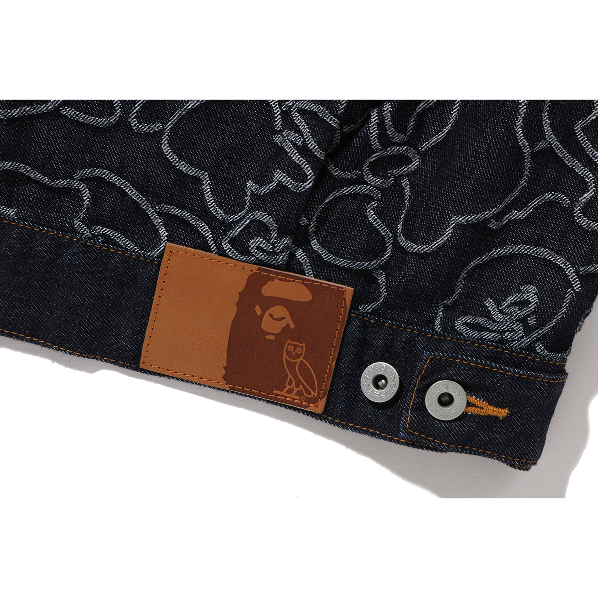 BAPE X OVO NEON 1ST CAMO JACQUARD DENIM JACKET MENS