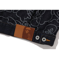 BAPE X OVO NEON 1ST CAMO JACQUARD DENIM JACKET MENS