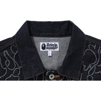 BAPE X OVO NEON 1ST CAMO JACQUARD DENIM JACKET MENS