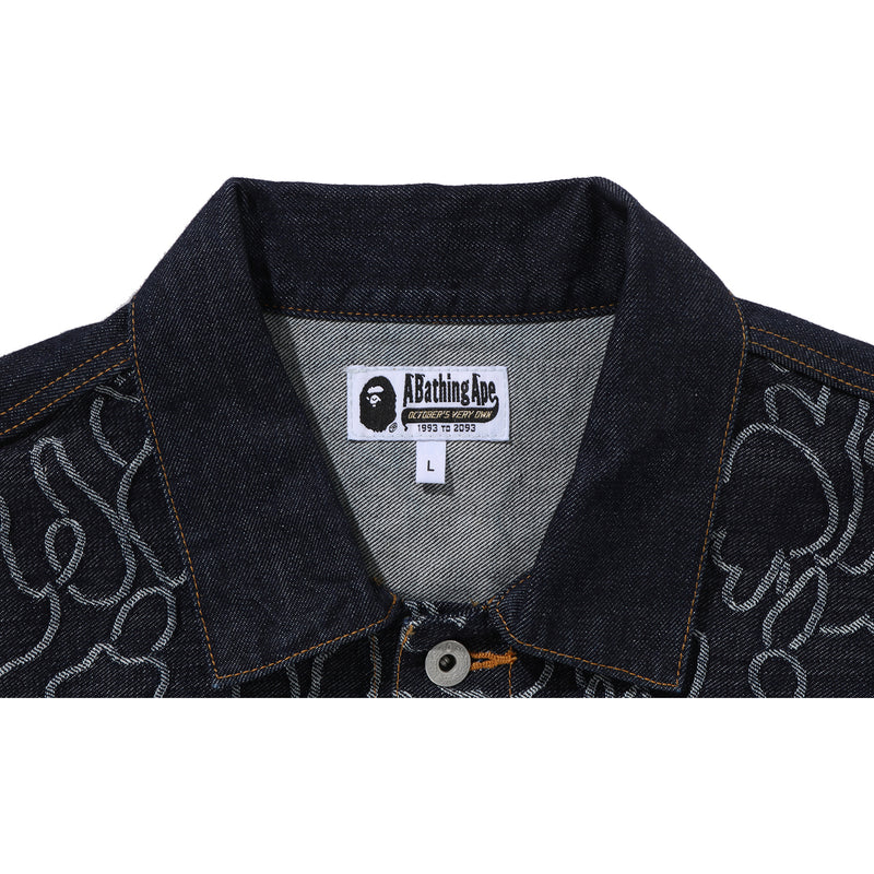 BAPE X OVO NEON 1ST CAMO JACQUARD DENIM JACKET MENS