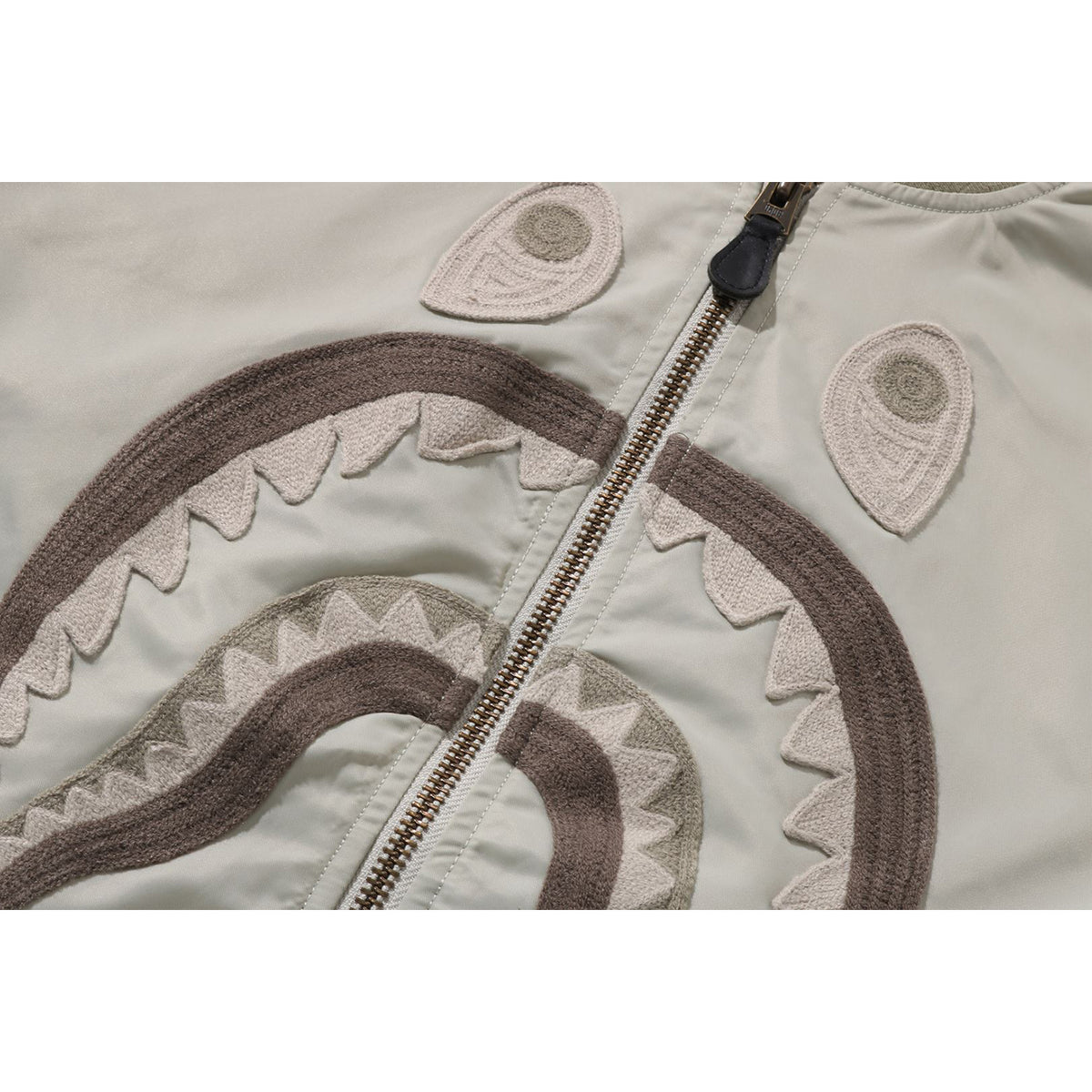 TONAL CHAIN STITCH SHARK BOMBER JACKET MENS