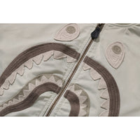 TONAL CHAIN STITCH SHARK BOMBER JACKET MENS