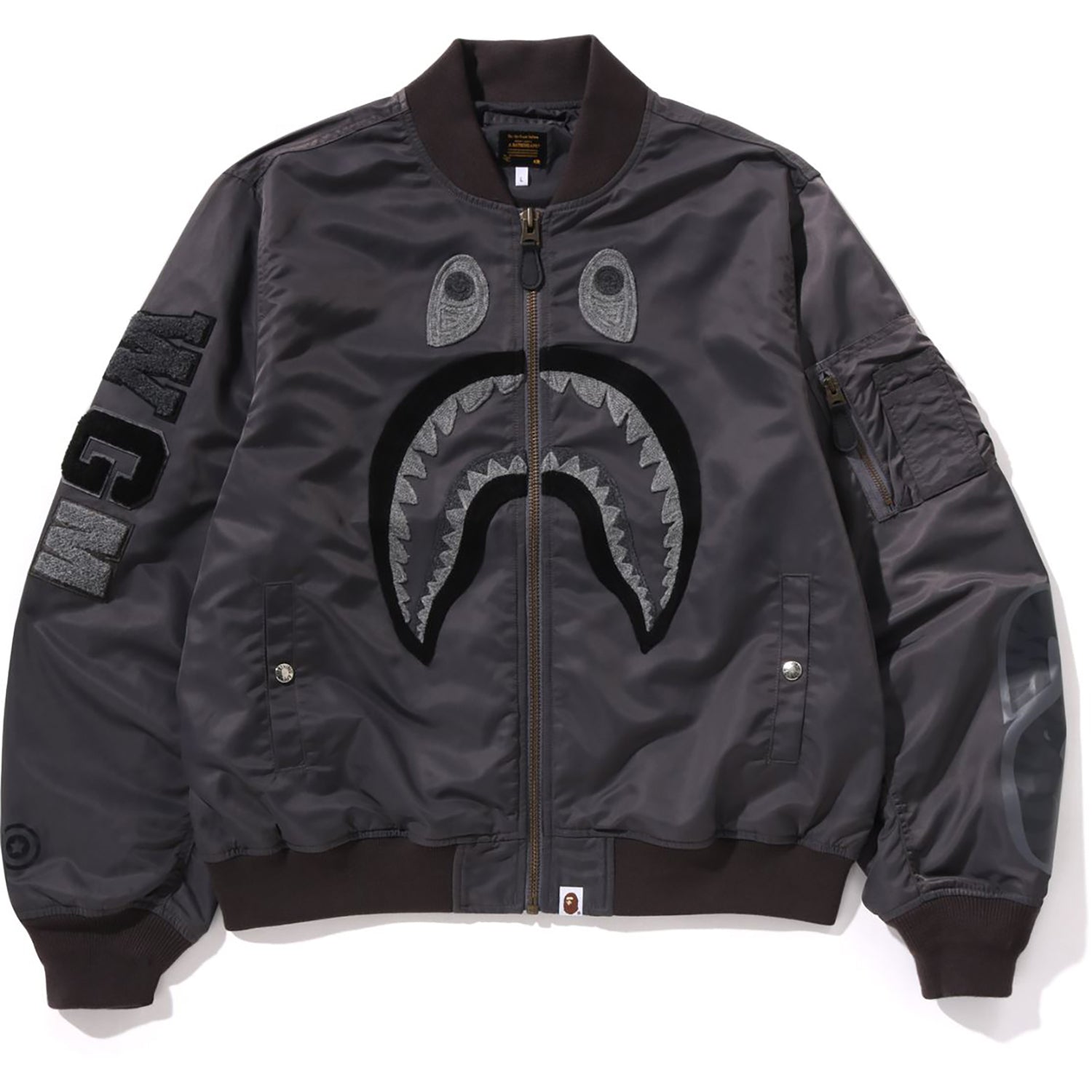 TONAL CHAIN STITCH SHARK BOMBER JACKET MENS – us.bape.com
