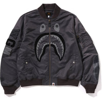 TONAL CHAIN STITCH SHARK BOMBER JACKET MENS