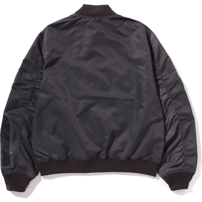 TONAL CHAIN STITCH SHARK BOMBER JACKET MENS