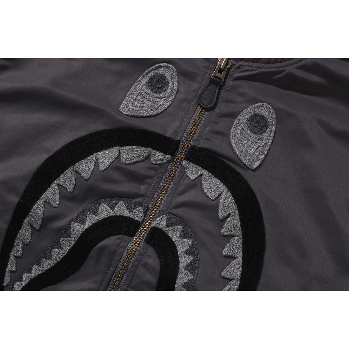 TONAL CHAIN STITCH SHARK BOMBER JACKET MENS