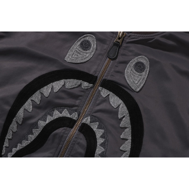 TONAL CHAIN STITCH SHARK BOMBER JACKET MENS