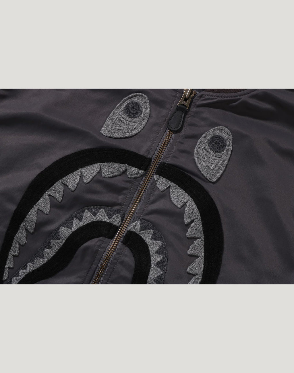 TONAL CHAIN STITCH SHARK BOMBER JACKET MENS