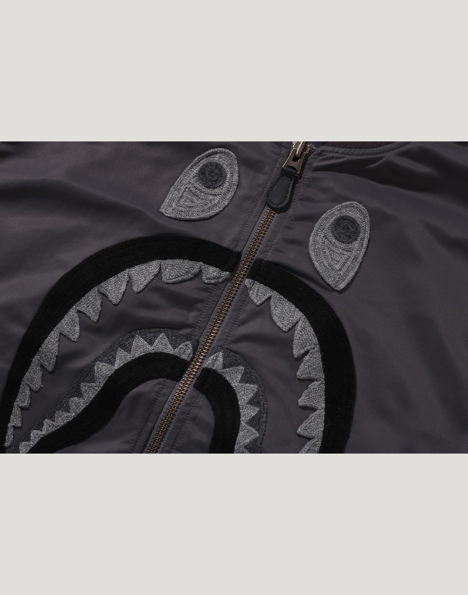 TONAL CHAIN STITCH SHARK BOMBER JACKET MENS