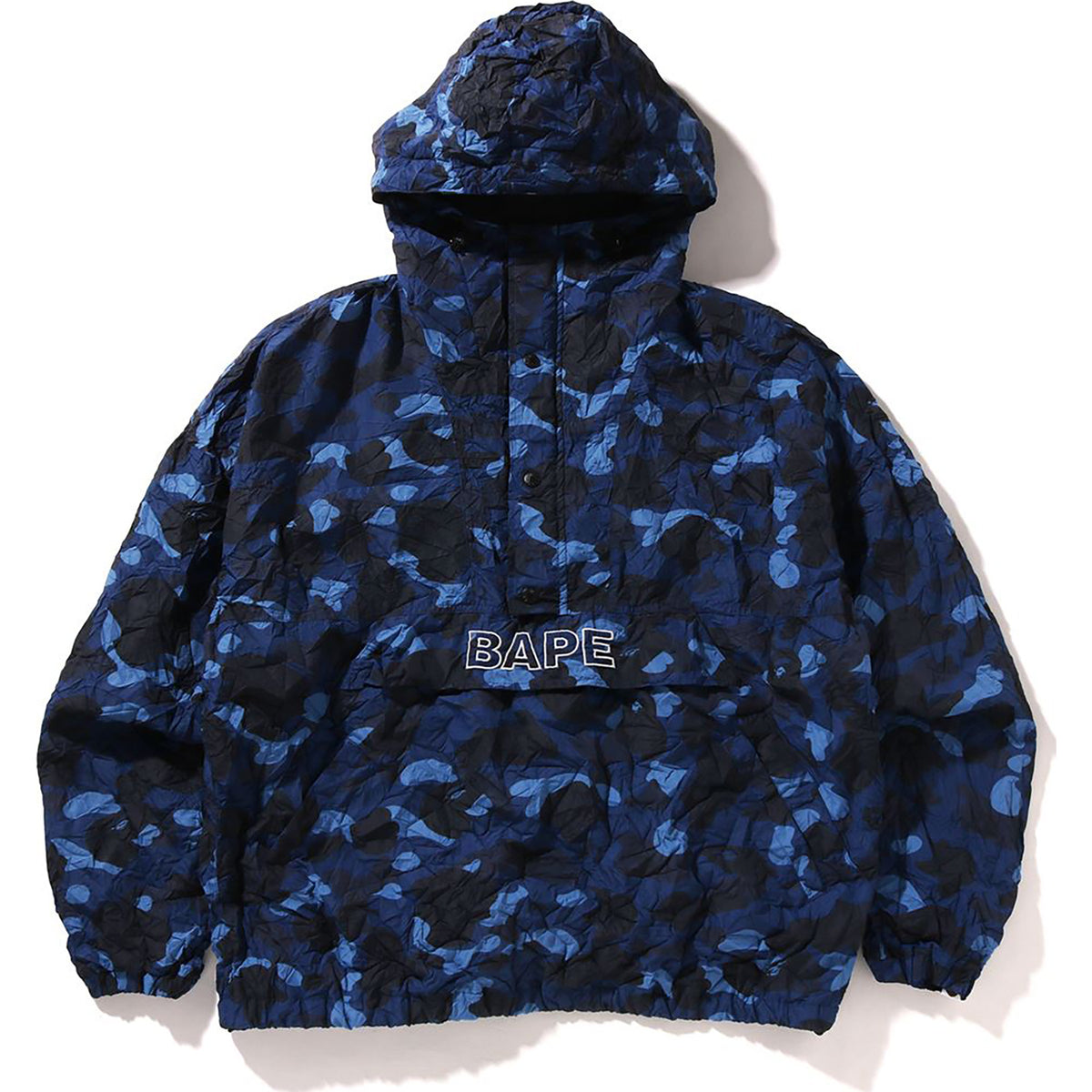 CRINKLE EFFECT COLOR CAMO HALF ZIP HOODIE JACKET MENS
