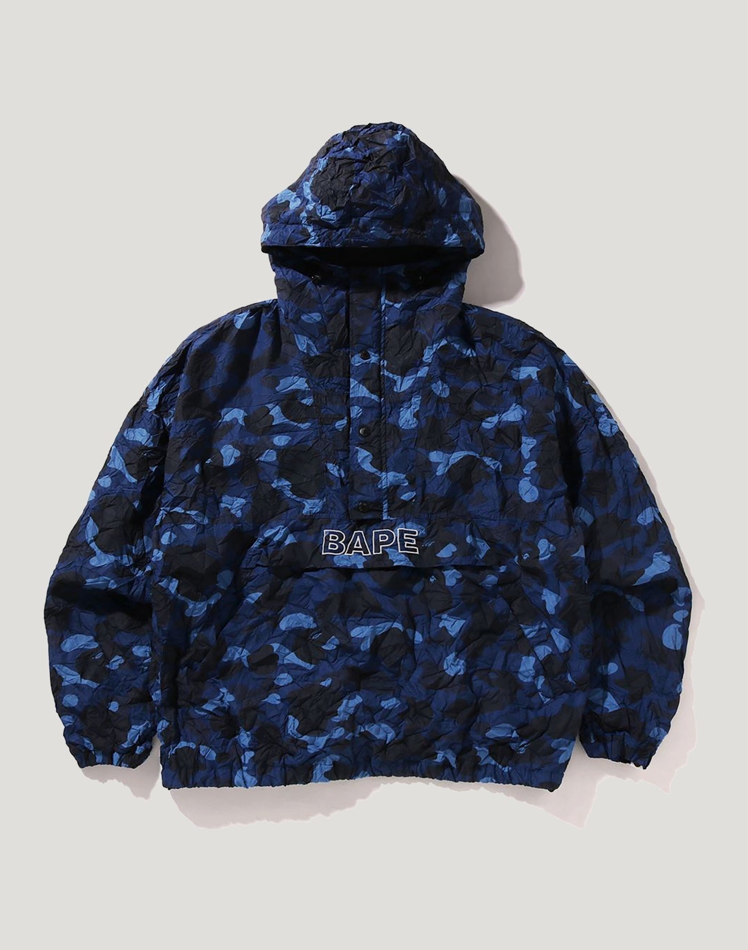 CRINKLE EFFECT COLOR CAMO HALF ZIP HOODIE JACKET MENS