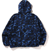 CRINKLE EFFECT COLOR CAMO HALF ZIP HOODIE JACKET MENS