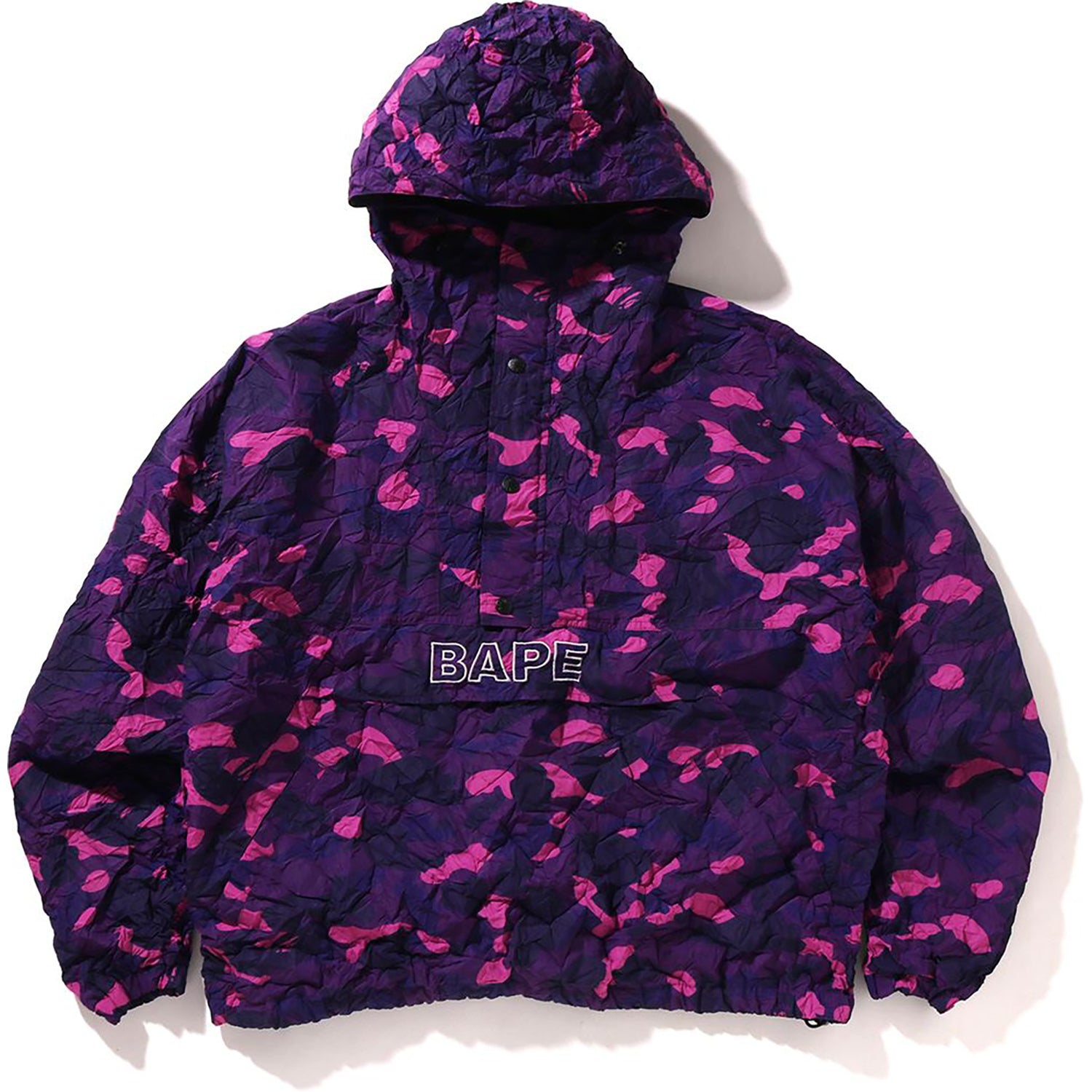 CRINKLE EFFECT COLOR CAMO HALF ZIP HOODIE JACKET MENS – us.bape.com