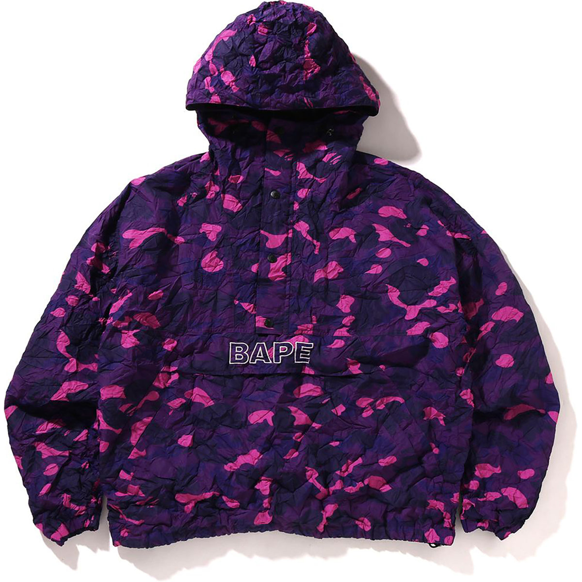 CRINKLE EFFECT COLOR CAMO HALF ZIP HOODIE JACKET MENS