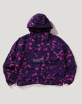 CRINKLE EFFECT COLOR CAMO HALF ZIP HOODIE JACKET MENS