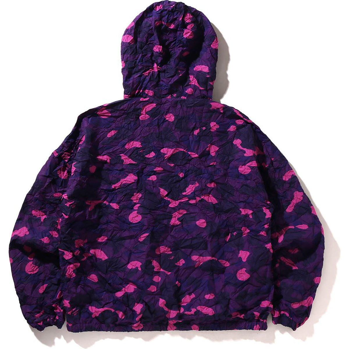 CRINKLE EFFECT COLOR CAMO HALF ZIP HOODIE JACKET MENS