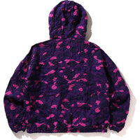 CRINKLE EFFECT COLOR CAMO HALF ZIP HOODIE JACKET MENS