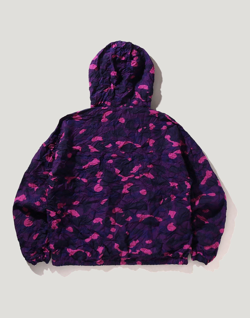 CRINKLE EFFECT COLOR CAMO HALF ZIP HOODIE JACKET MENS