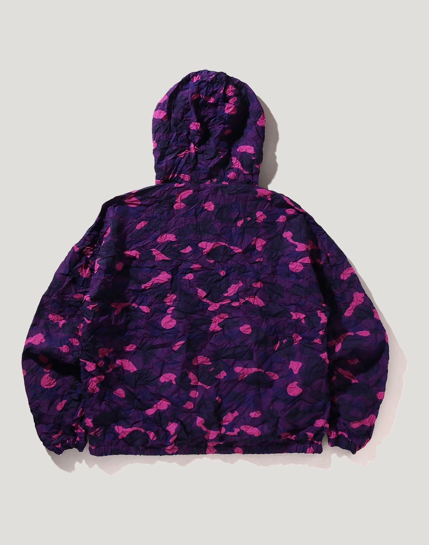 CRINKLE EFFECT COLOR CAMO HALF ZIP HOODIE JACKET MENS