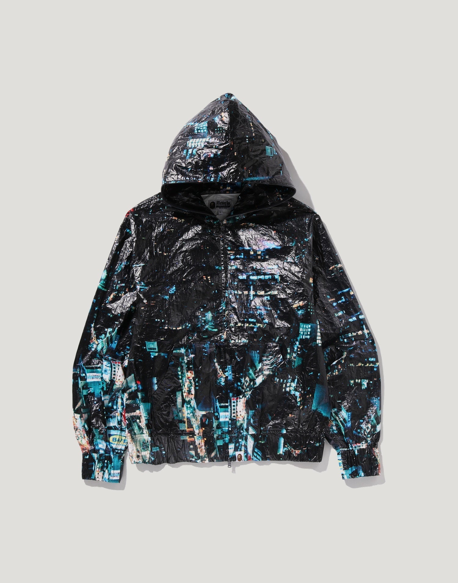 OVERALL PRINT CREASE HOODED JACKET MENS