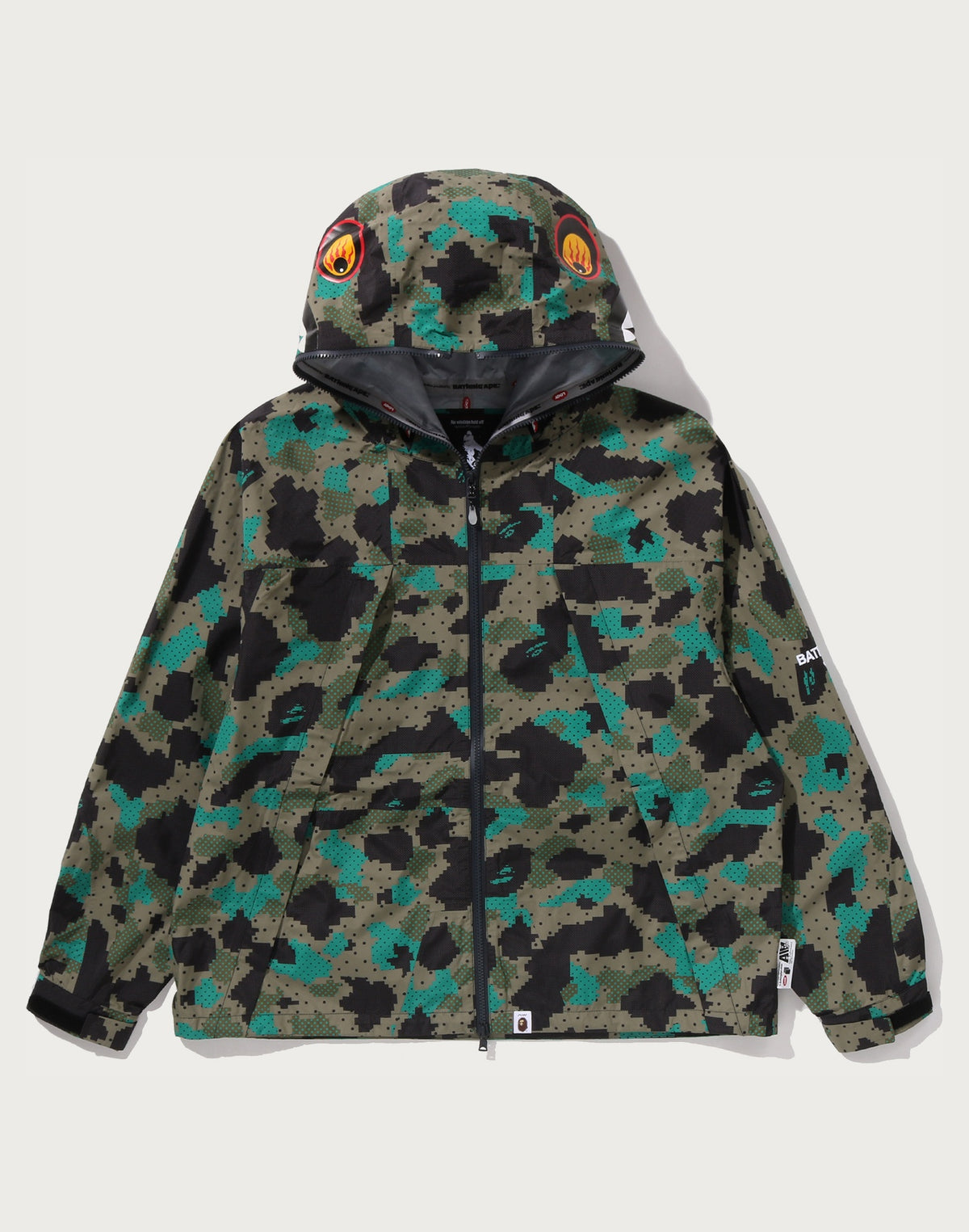 BAPE BY KAZUKI KURAISHI CAMO SHARK PACKABLE SNOWBOARD JACKET MENS