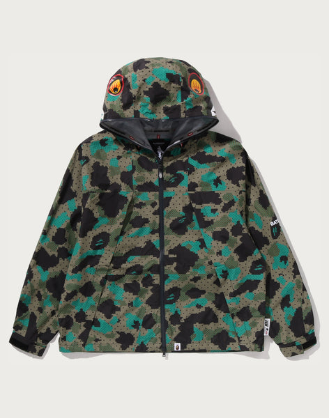 BAPE BY KAZUKI KURAISHI CAMO SHARK PACKABLE SNOWBOARD JACKET MENS