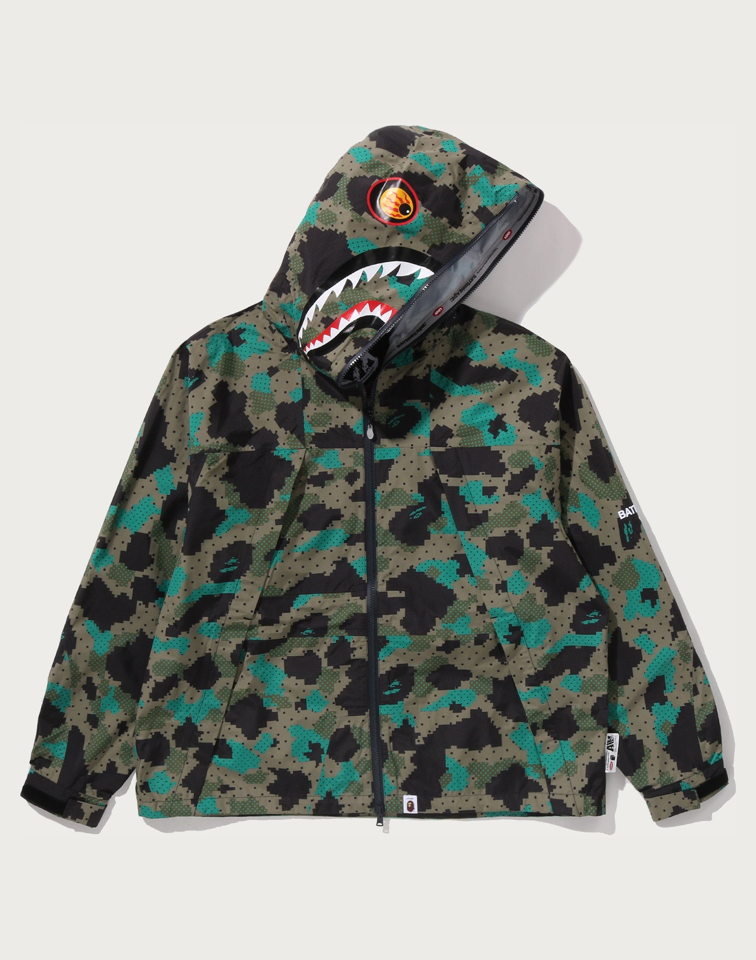 BAPE BY KAZUKI KURAISHI CAMO SHARK PACKABLE SNOWBOARD JACKET MENS