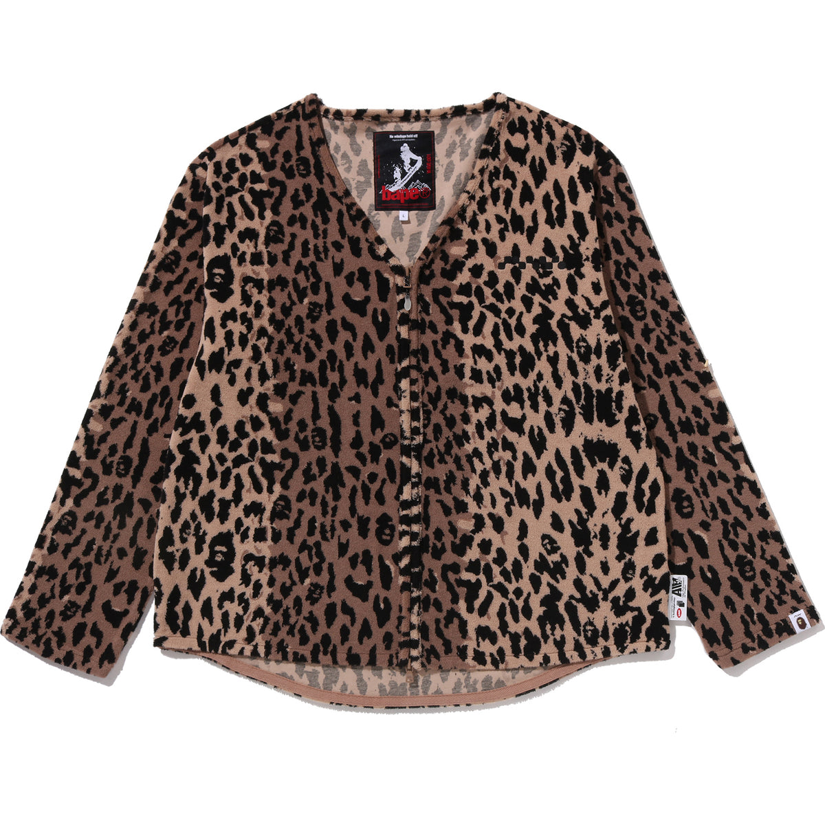 BAPE BY KAZUKI KURAISHI LEOPARD JACQUARD ZIP CARDIGAN MENS