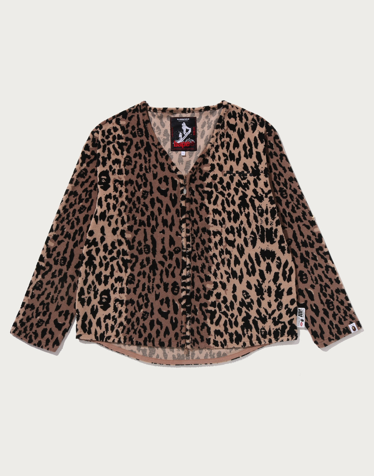 BAPE BY KAZUKI KURAISHI LEOPARD JACQUARD ZIP CARDIGAN MENS