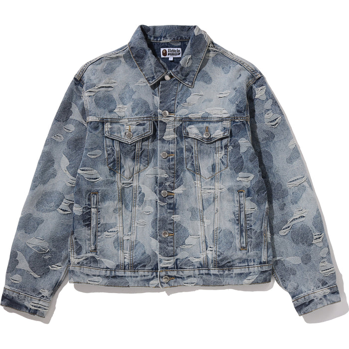 SOLID CAMO JACQUARD DENIM TRUCKER JACKET MENS