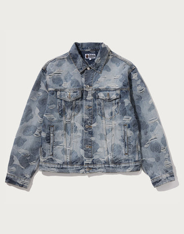 SOLID CAMO JACQUARD DENIM TRUCKER JACKET MENS