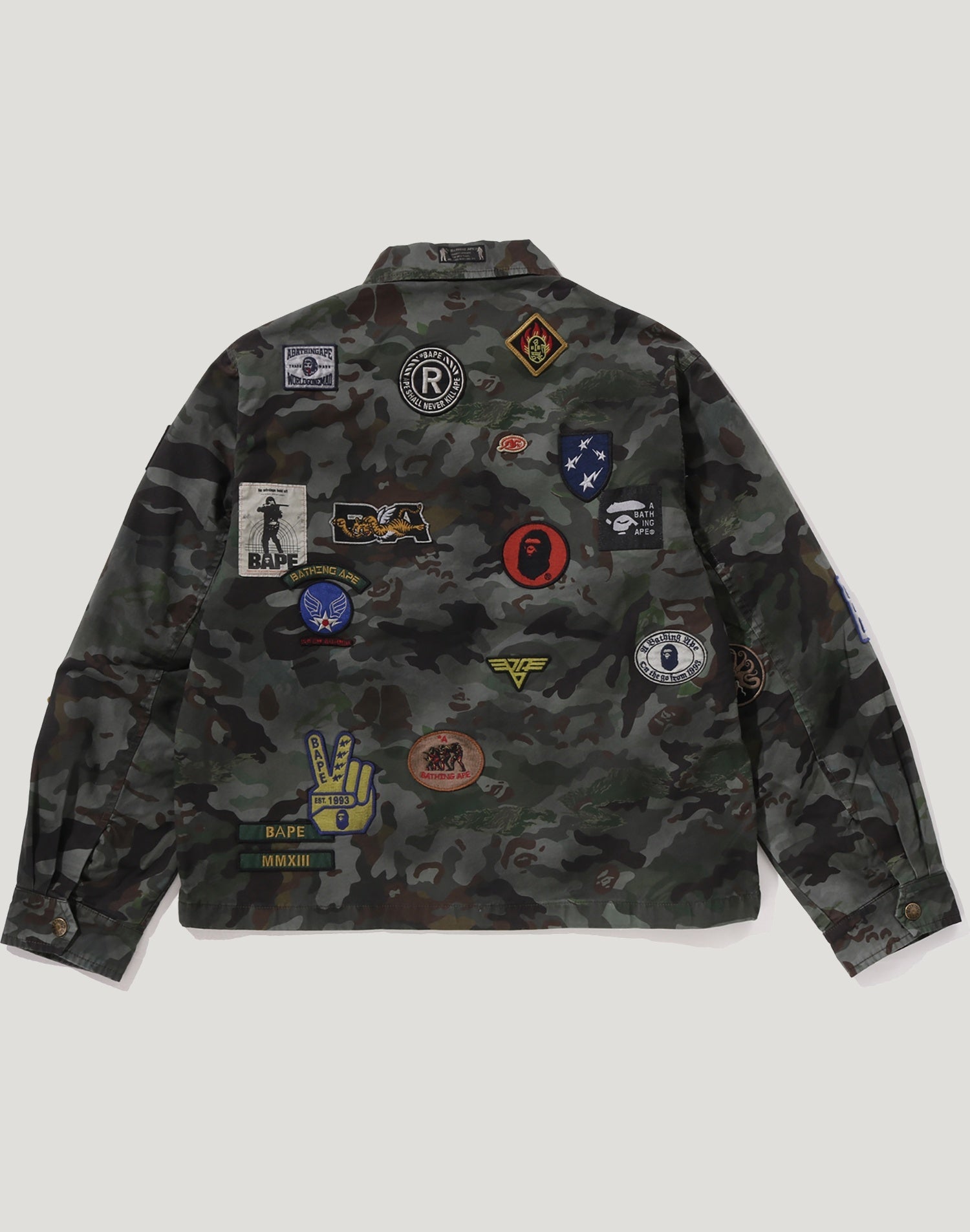HYBRID CAMO MULTI BADGE JACKET MENS